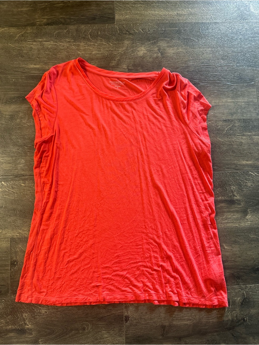 Covington Vibrant Red Cap-Sleeve Scoop Neck Top